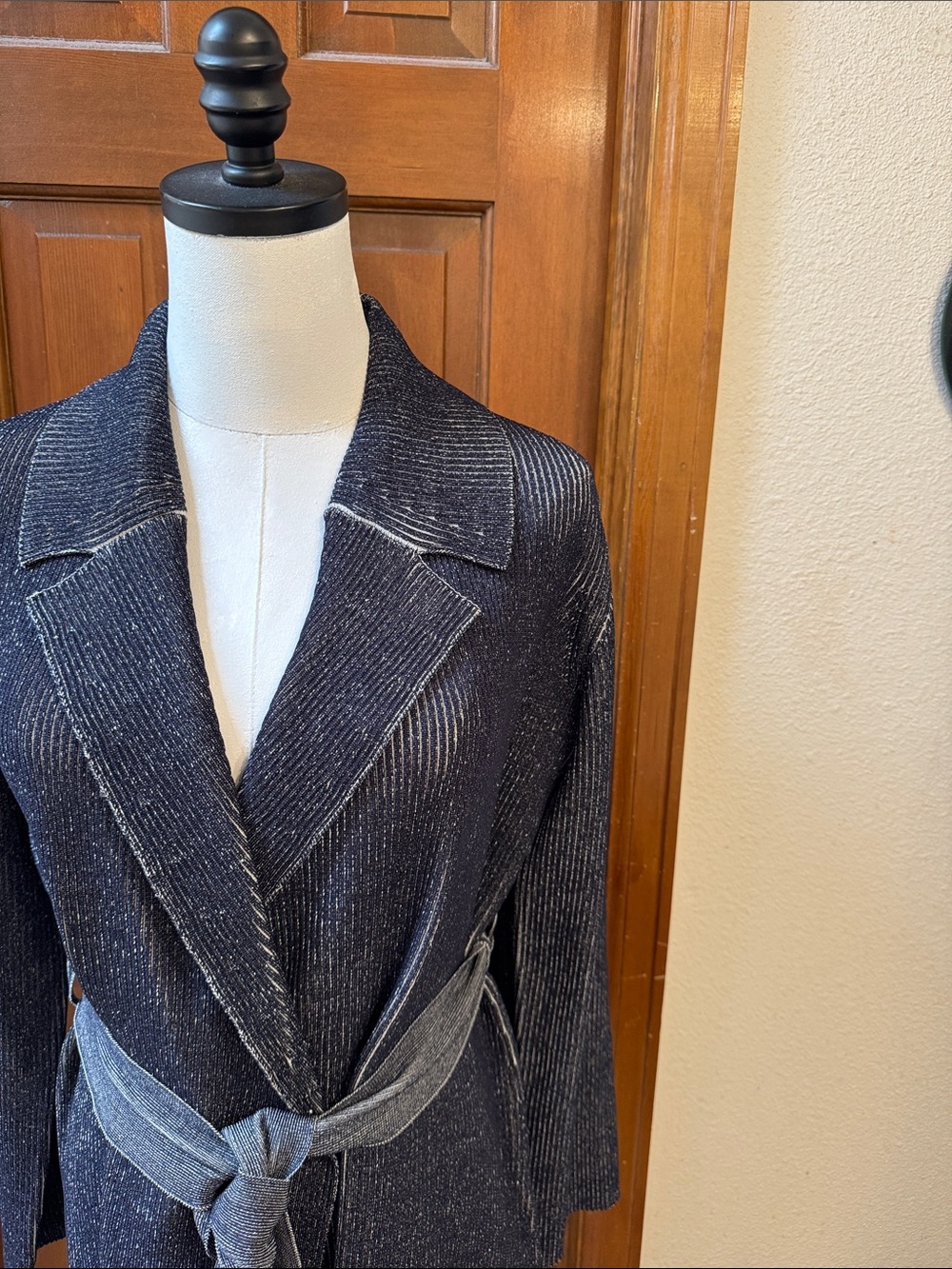 MM.LaFleur Ribbed Knit Belted Blazer Size L